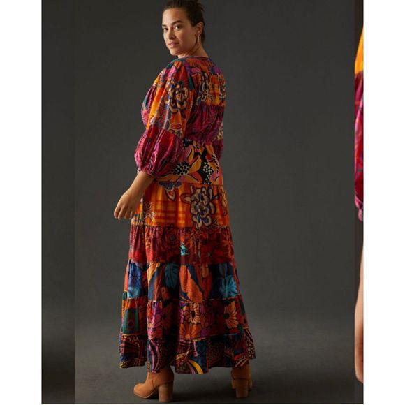 Anthropologie X Farm Rio Button-Front Maxi Dress size 2X - Picture 6 of 16